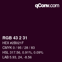 Color code: RGB 43 2 31 | qconv.com