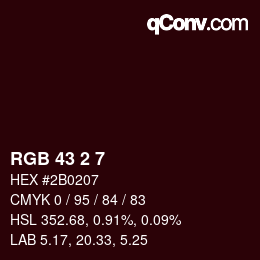 Color code: RGB 43 2 7 | qconv.com