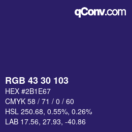 Color code: RGB 43 30 103 | qconv.com