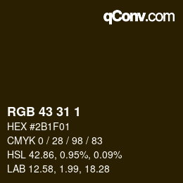 Color code: RGB 43 31 1 | qconv.com