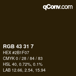 Color code: RGB 43 31 7 | qconv.com