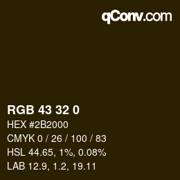 カラーコード: RGB 43 32 0 | qconv.com