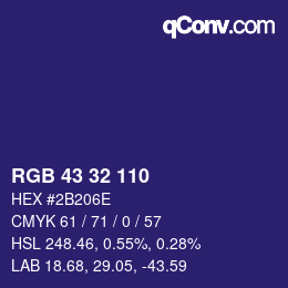 カラーコード: RGB 43 32 110 | qconv.com