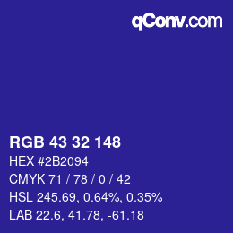 Color code: RGB 43 32 148 | qconv.com