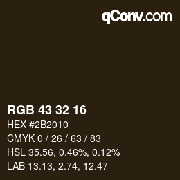 Color code: RGB 43 32 16 | qconv.com