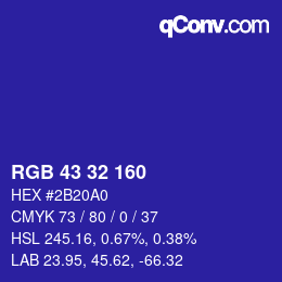 Color code: RGB 43 32 160 | qconv.com