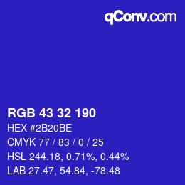 Color code: RGB 43 32 190 | qconv.com
