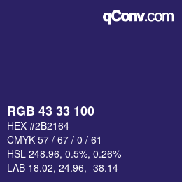 Farbcode: RGB 43 33 100 | qconv.com