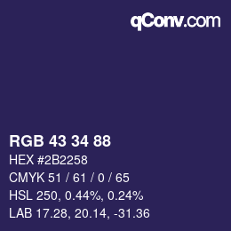 Color code: RGB 43 34 88 | qconv.com