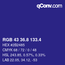 カラーコード: RGB 43 36.8 133.4 | qconv.com