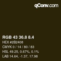 カラーコード: RGB 43 36.8 8.4 | qconv.com