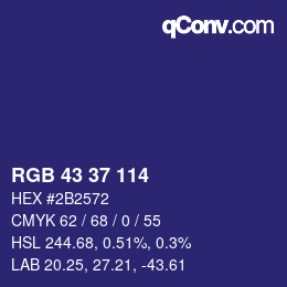 カラーコード: RGB 43 37 114 | qconv.com