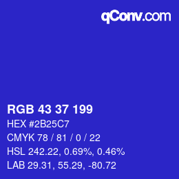 カラーコード: RGB 43 37 199 | qconv.com