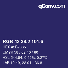 カラーコード: RGB 43 38.2 101.6 | qconv.com