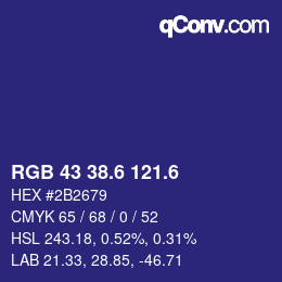 カラーコード: RGB 43 38.6 121.6 | qconv.com