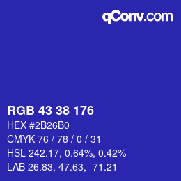 Farbcode: RGB 43 38 176 | qconv.com