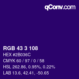 Color code: RGB 43 3 108 | qconv.com