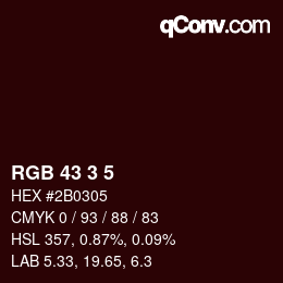 Color code: RGB 43 3 5 | qconv.com