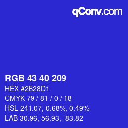 Color code: RGB 43 40 209 | qconv.com