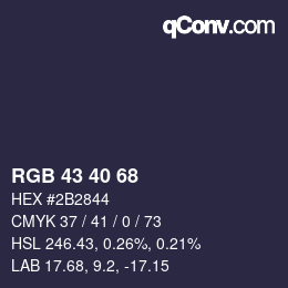 Farbcode: RGB 43 40 68 | qconv.com