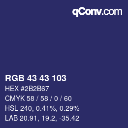 Color code: RGB 43 43 103 | qconv.com