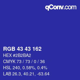 Color code: RGB 43 43 162 | qconv.com
