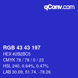 Color code: RGB 43 43 197 | qconv.com