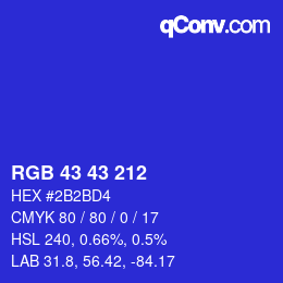Color code: RGB 43 43 212 | qconv.com
