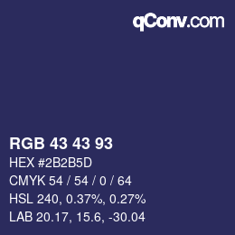 カラーコード: RGB 43 43 93 | qconv.com