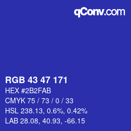 颜色代码: RGB 43 47 171 | qconv.com