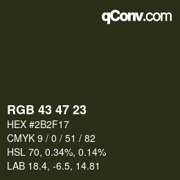 Color code: RGB 43 47 23 | qconv.com