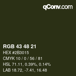 Farbcode: RGB 43 48 21 | qconv.com