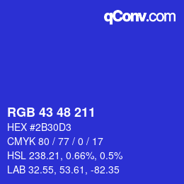 颜色代码: RGB 43 48 211 | qconv.com