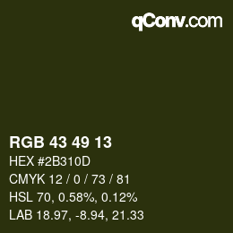 Color code: RGB 43 49 13 | qconv.com