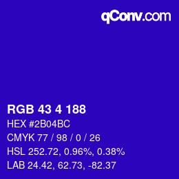 Color code: RGB 43 4 188 | qconv.com