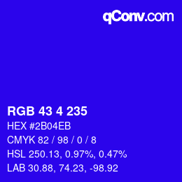 Color code: RGB 43 4 235 | qconv.com
