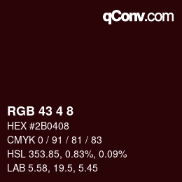 Color code: RGB 43 4 8 | qconv.com