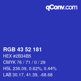 Color code: RGB 43 52 181 | qconv.com