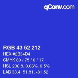 Color code: RGB 43 52 212 | qconv.com