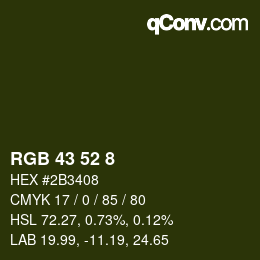 Color code: RGB 43 52 8 | qconv.com