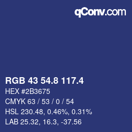 カラーコード: RGB 43 54.8 117.4 | qconv.com