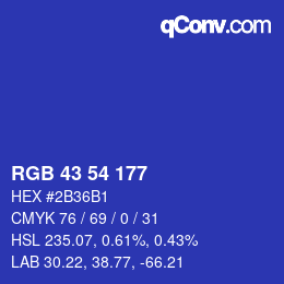 颜色代码: RGB 43 54 177 | qconv.com