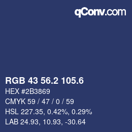 カラーコード: RGB 43 56.2 105.6 | qconv.com