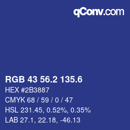 カラーコード: RGB 43 56.2 135.6 | qconv.com