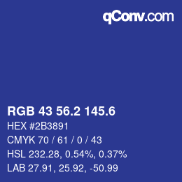 カラーコード: RGB 43 56.2 145.6 | qconv.com
