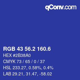 カラーコード: RGB 43 56.2 160.6 | qconv.com