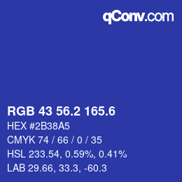 カラーコード: RGB 43 56.2 165.6 | qconv.com
