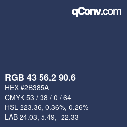 カラーコード: RGB 43 56.2 90.6 | qconv.com