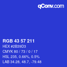カラーコード: RGB 43 57 211 | qconv.com