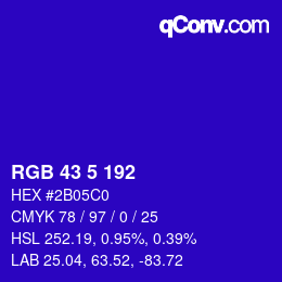 Color code: RGB 43 5 192 | qconv.com